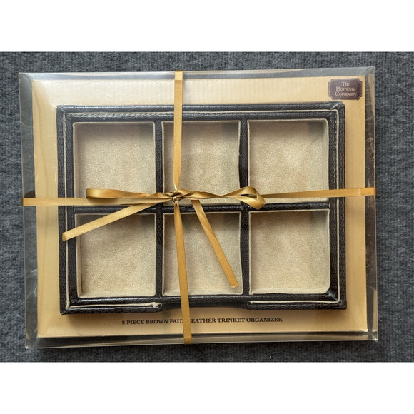 Bombay Company Faux Leather 2 Piece Trinket Jewelry Organizers - 9" x 6" - RARE - Picture 1 of 5